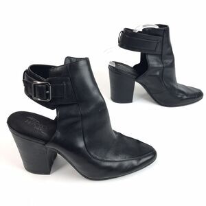 Aerosoles Square Up Ankle Booties Women 9 Leather Block Heels Ankle Strap Buckle